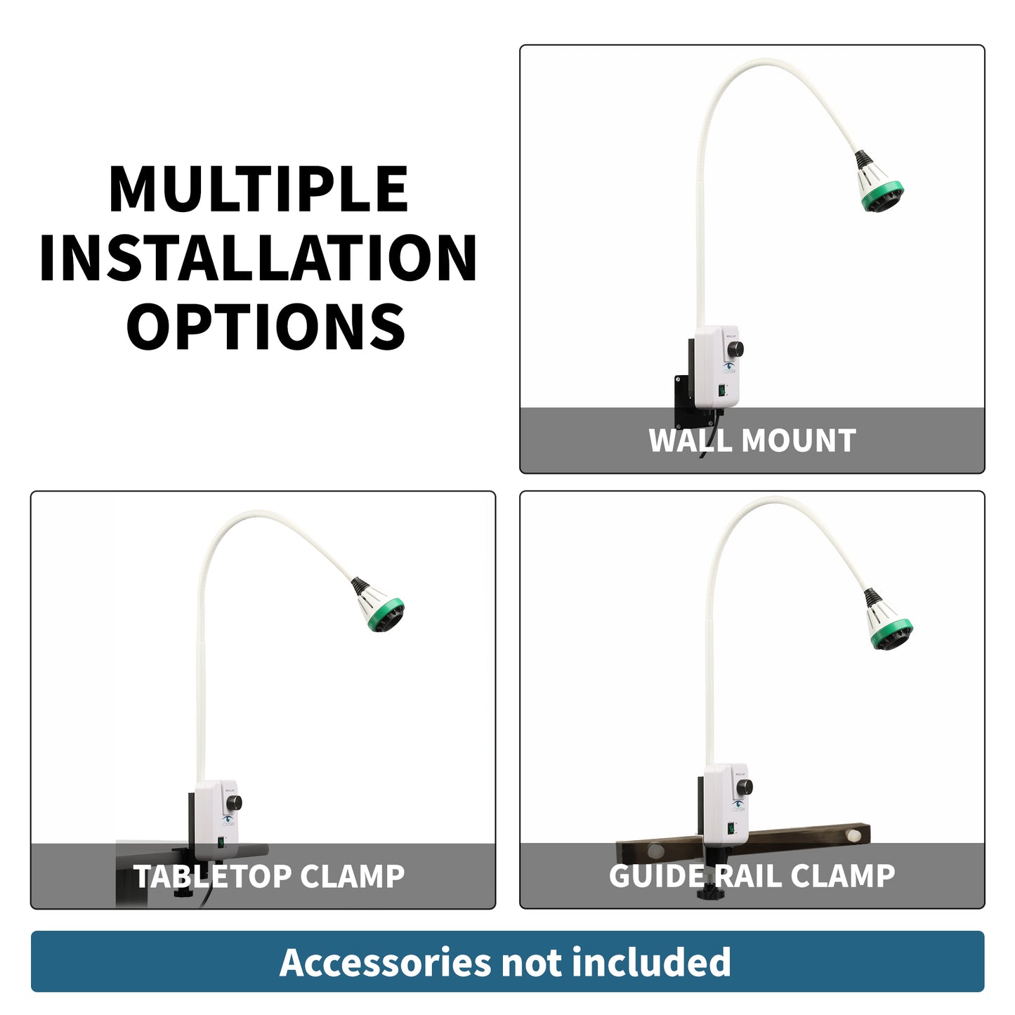 LED Examination Light with 3×3W LEDs, Dimmable Brightness, Flexible Gooseneck & Floor Stand