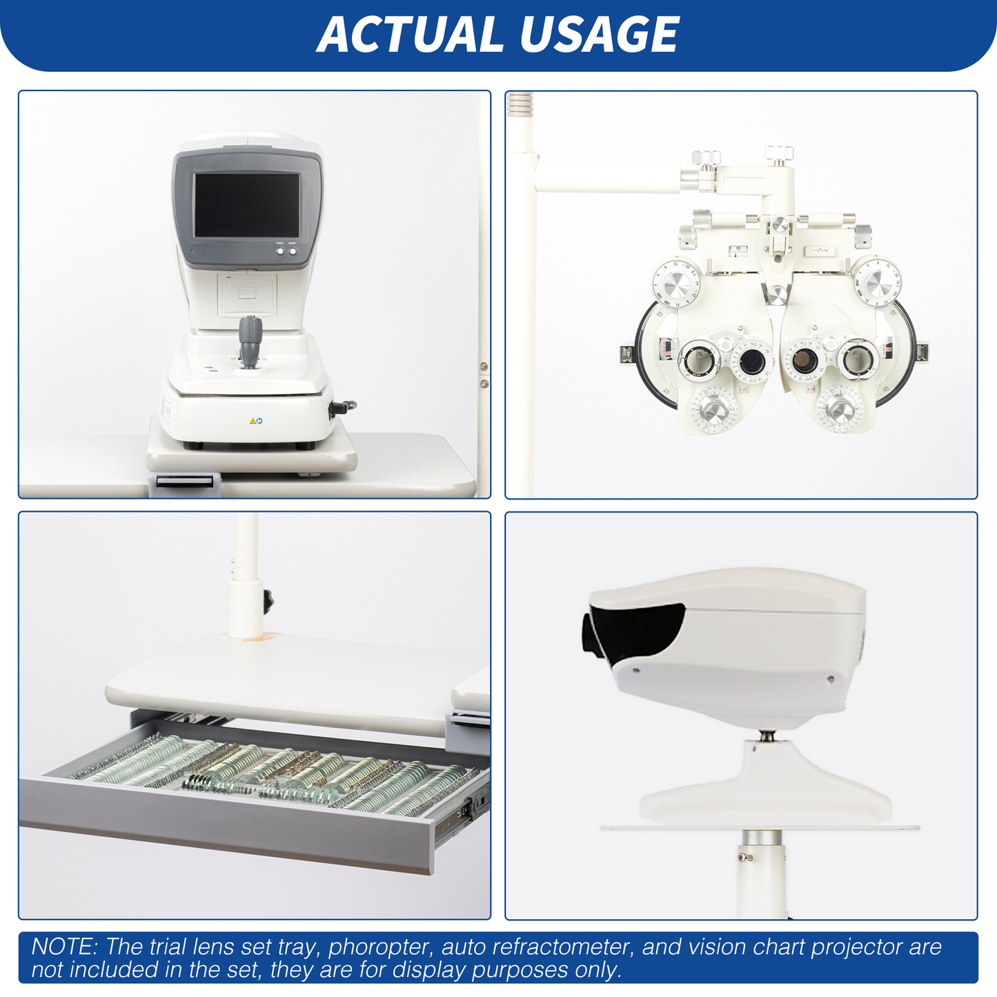 Ophthalmic Combination Table Optometrist Motorized Lift Work Table(35.2" x 18.9")