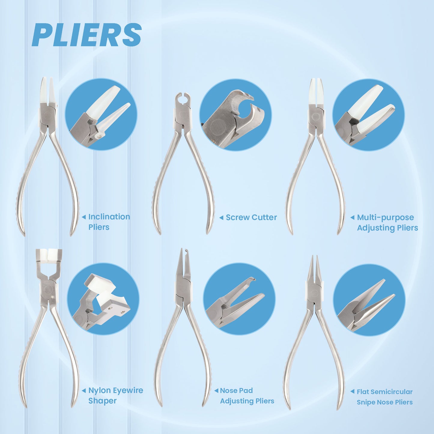 UCanSee Brillen-Reparatur-Werkzeugsatz mit 6 Brillen-Anpasszangen, 10 Brillen-Schraubendrehern und Reparaturzubehör, einschließlich 50 Nasenpads und 100 Brillenschrauben