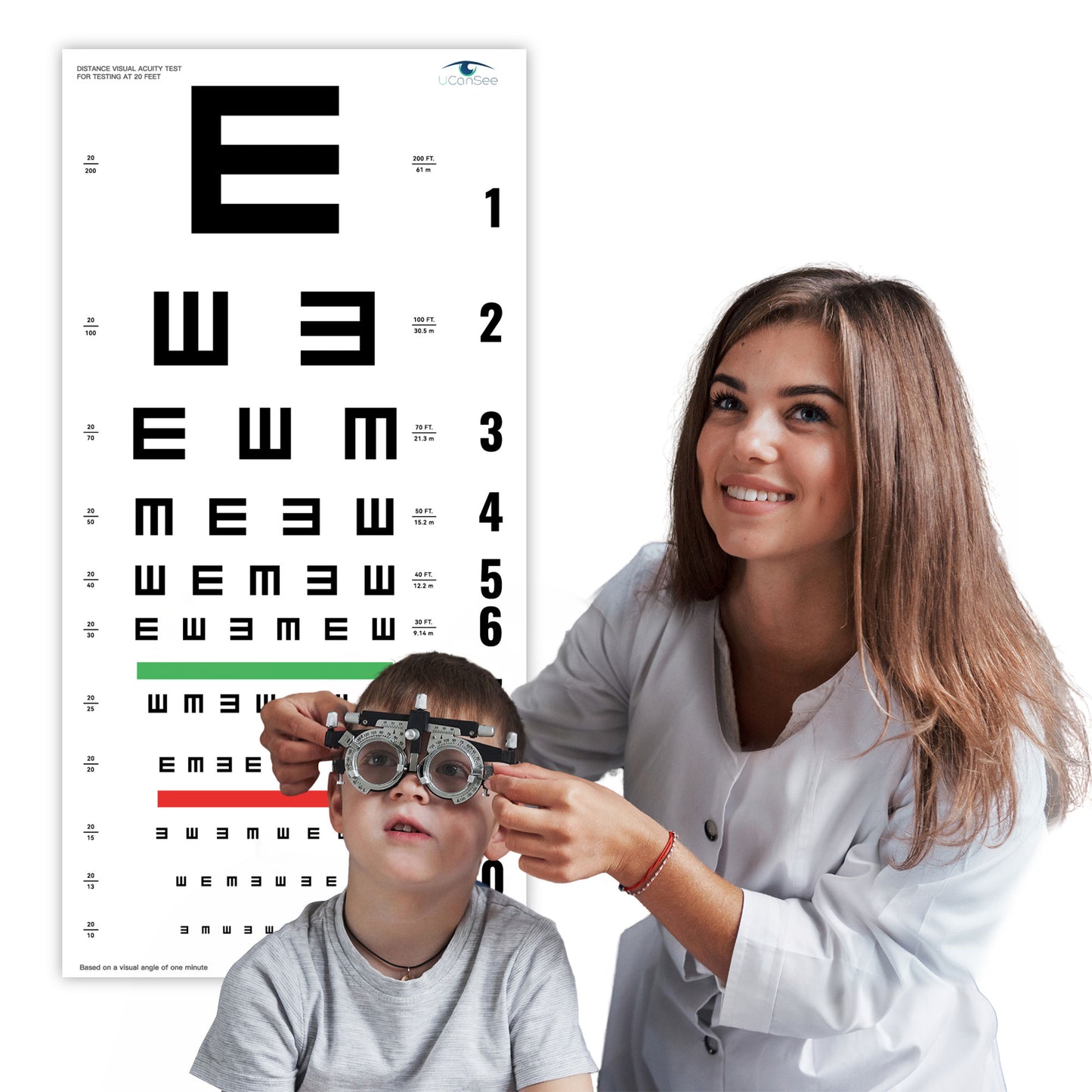 UCanSee E Eye Chart Visual Acuity Chart for Eye Exams 20 Feet (22x11 Inches)