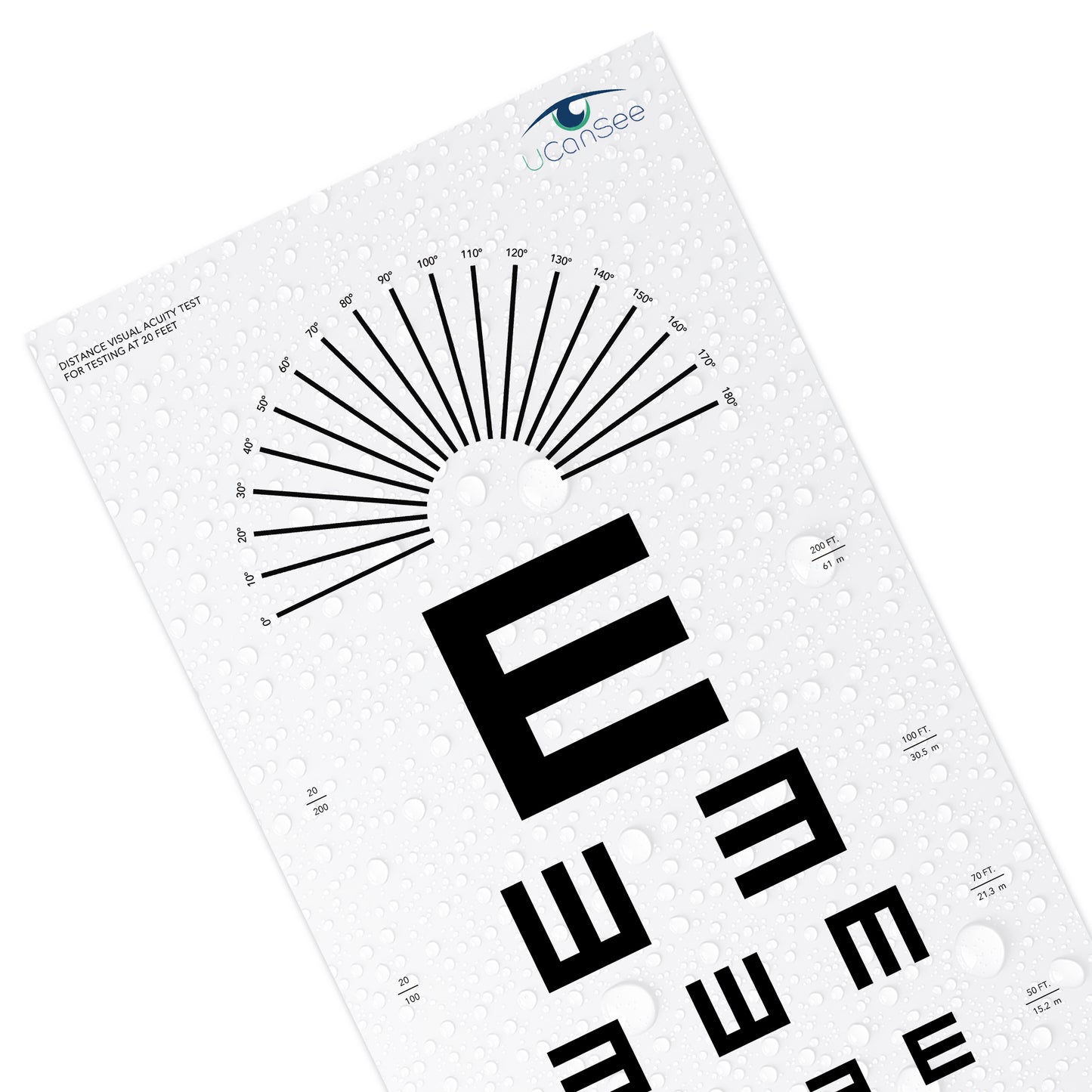 UCanSee UCanSee E Eye Chart Visual Acuity Chart with Astigmatism Dial for Eye Exams 20 Feet (11x24 Inches)
