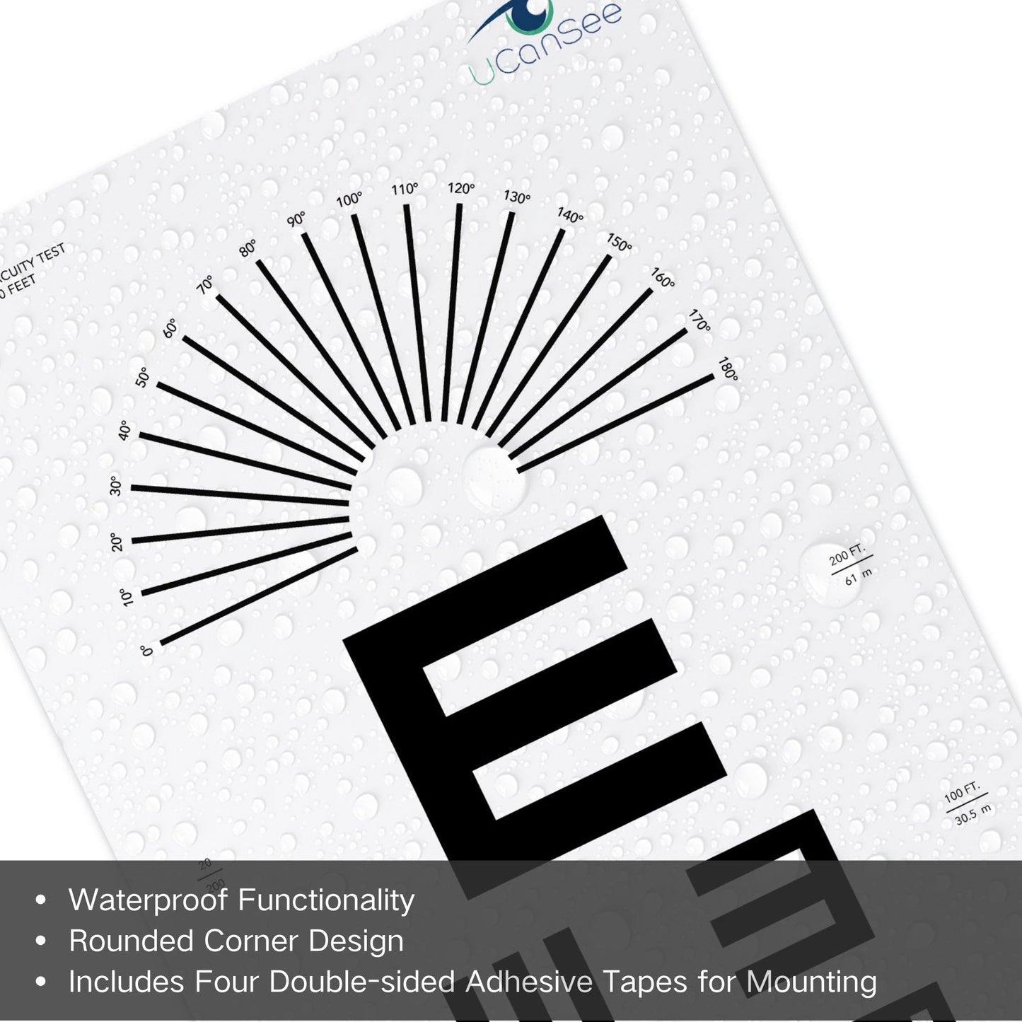 UCanSee E Eye Chart Visual Acuity Chart for Eye Exams 10 Feet (9x14 Inches)