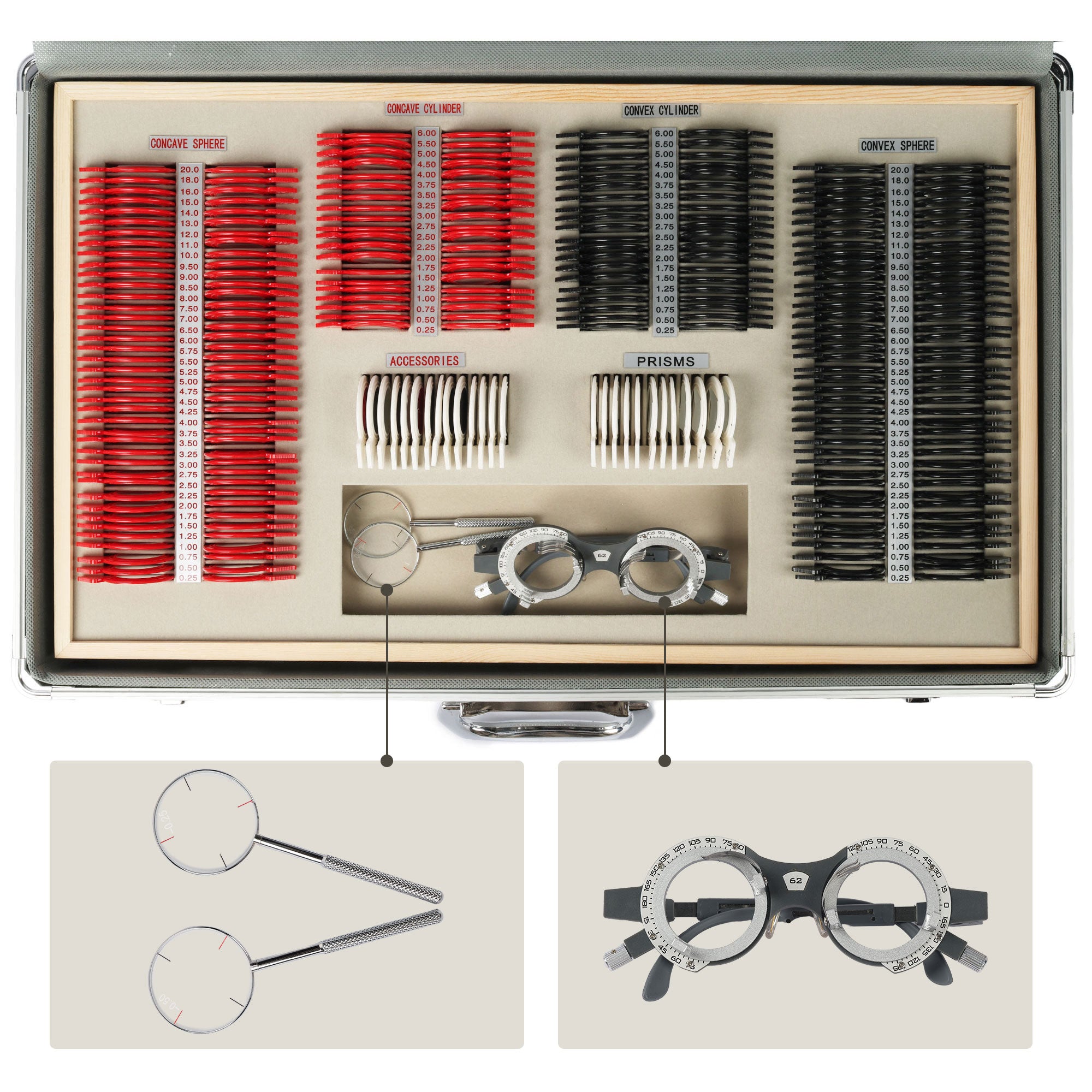 UCanSee® 266 Trial Lens Set Optical Kit Aluminum Case Plastic Rim Grad