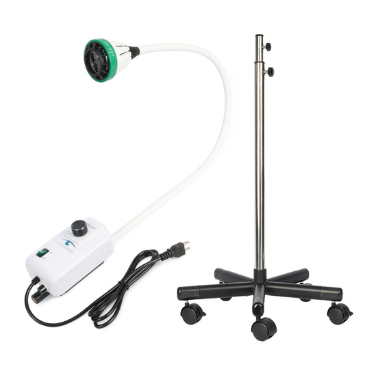 LED Examination Light with 3×3W LEDs, Dimmable Brightness, Flexible Gooseneck & Floor Stand