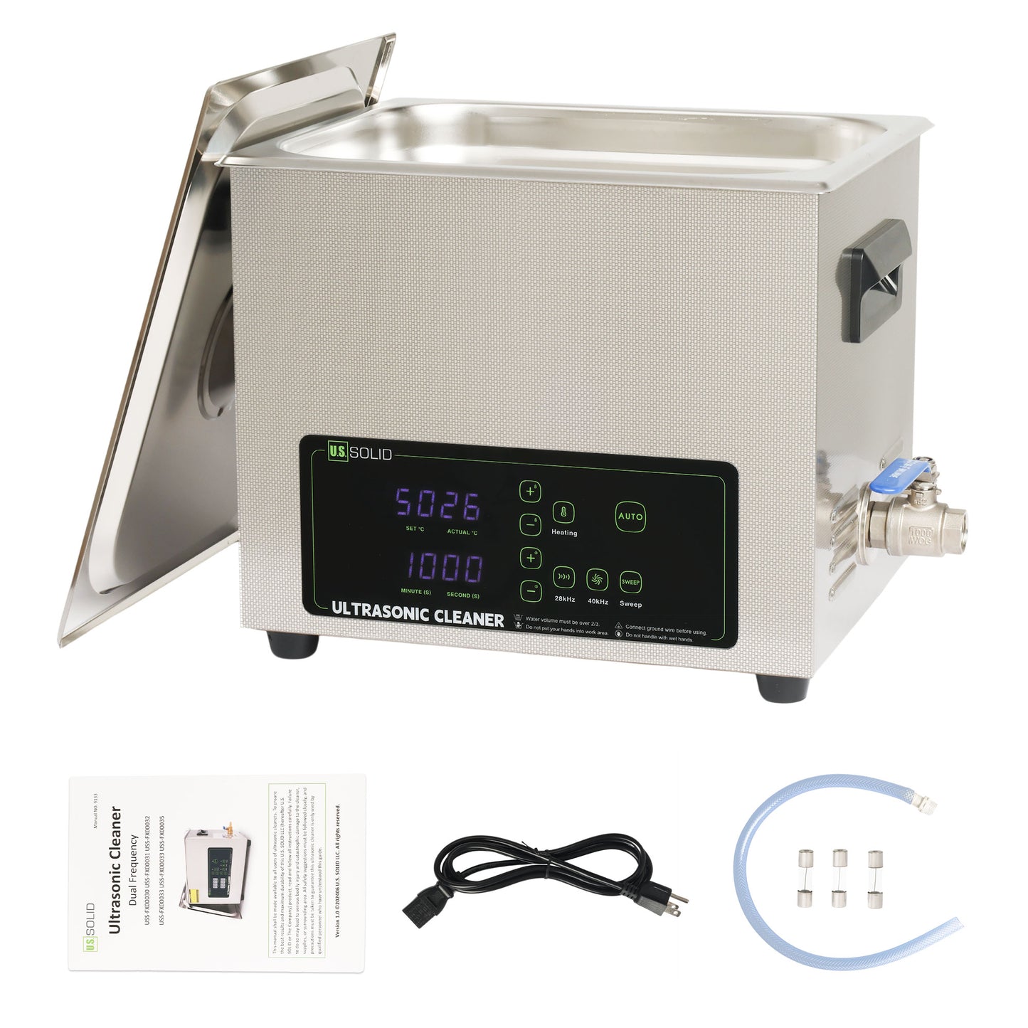 10L Ultrasonic Cleaner – Dual Frequency 28/40kHz with Heater, Timer & Degas Function