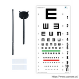 UCanSee E Eye Chart Visual Acuity Chart (22x11 Inches) with Eye Occluder and Pointer for Eye Exams 20 Feet