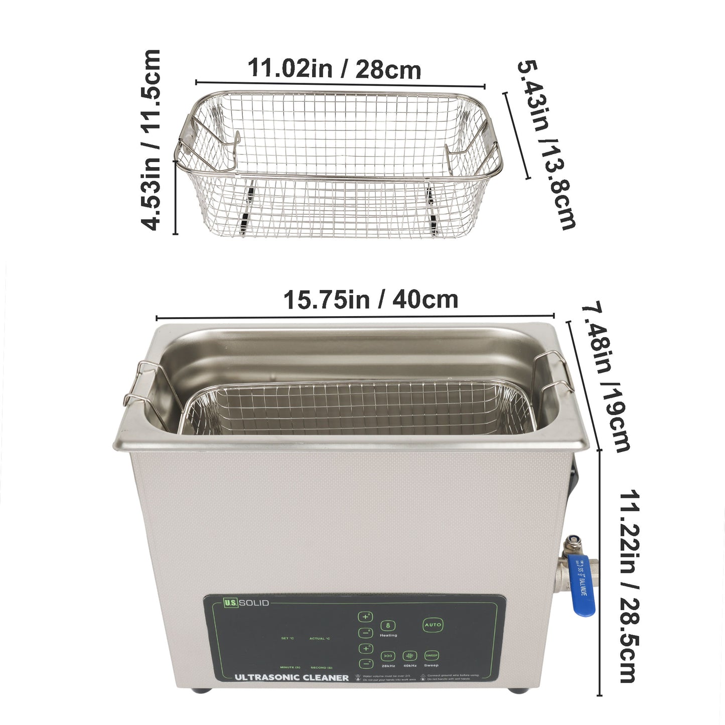 6L Ultrasonic Cleaner – 28/40kHz Dual-Frequency Digital Cleaning Machine with Heater, Timer, and Degas Function