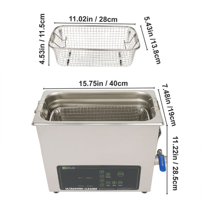 6L Ultrasonic Cleaner – 28/40kHz Dual-Frequency Digital Cleaning Machine with Heater, Timer, and Degas Function