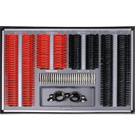 266 pcs Optical Trial Lens Set Plastic Rim Optometry Kit Case