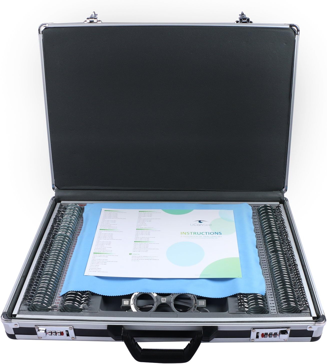 UCanSee® 266-teiliges optisches Testlinsen-Set, Metallrahmen, Aluminiumgehäuse