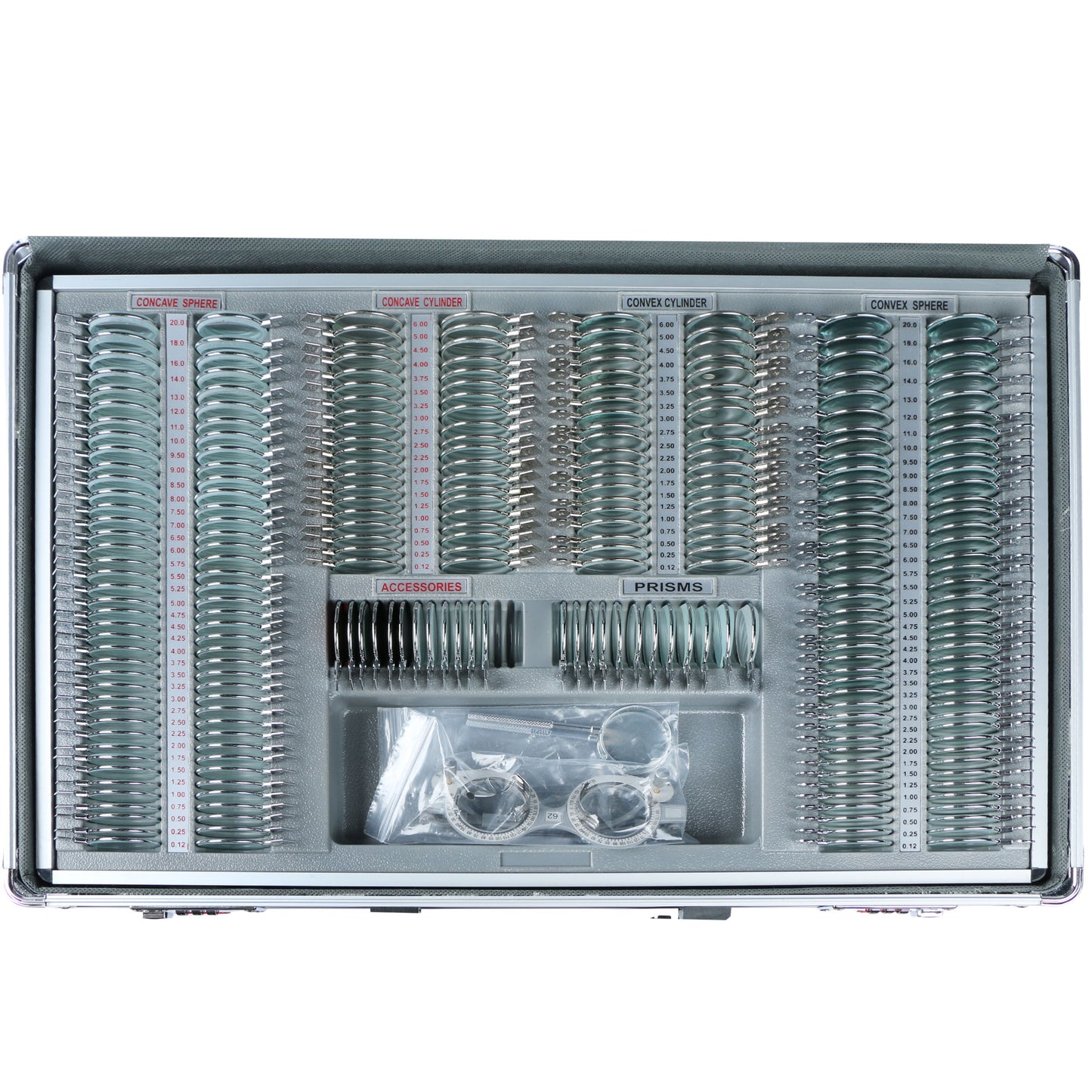 UCanSee® 266-teiliges optisches Testlinsen-Set, Metallrahmen, Aluminiumgehäuse