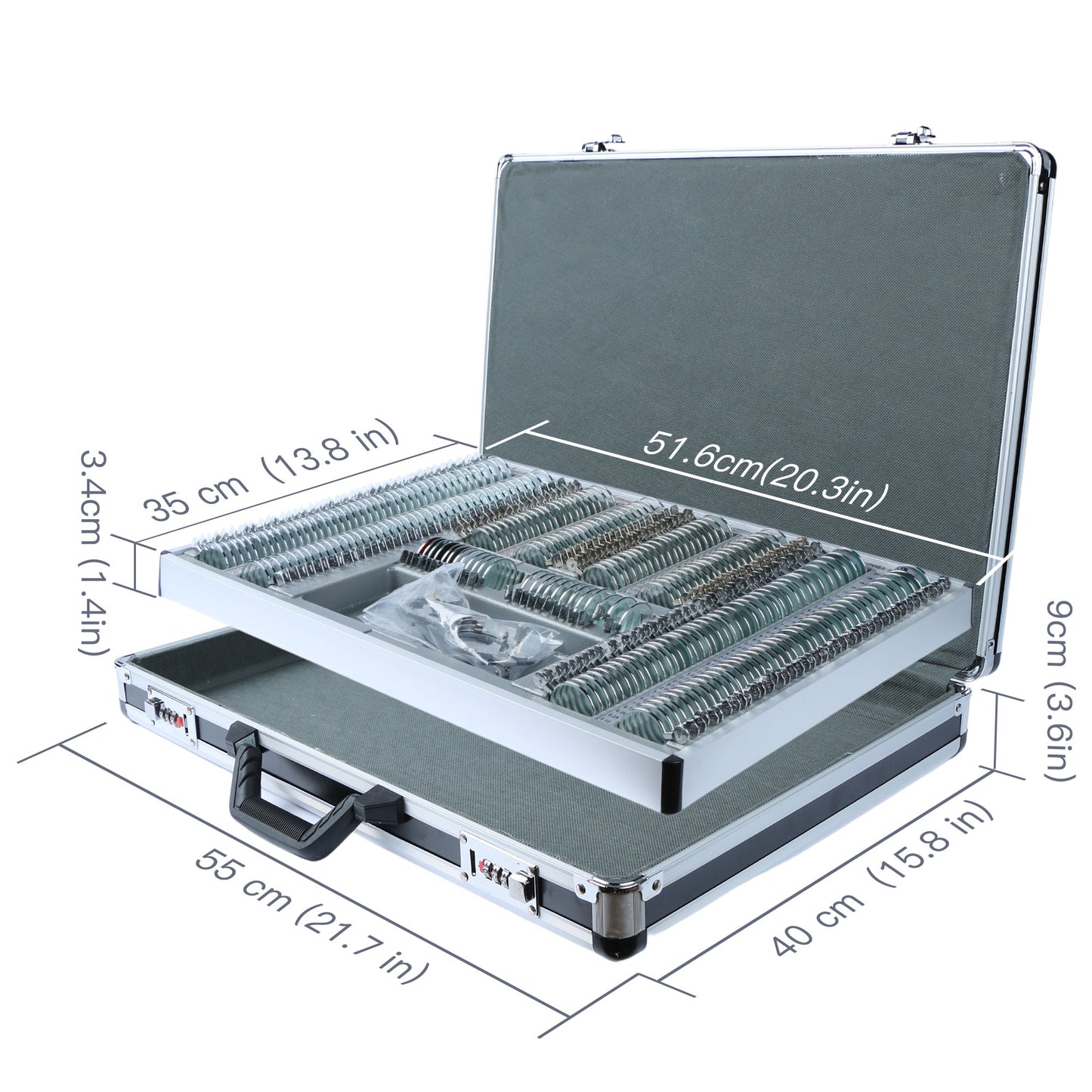 UCanSee® 266-teiliges optisches Testlinsen-Set, Metallrahmen, Aluminiumgehäuse