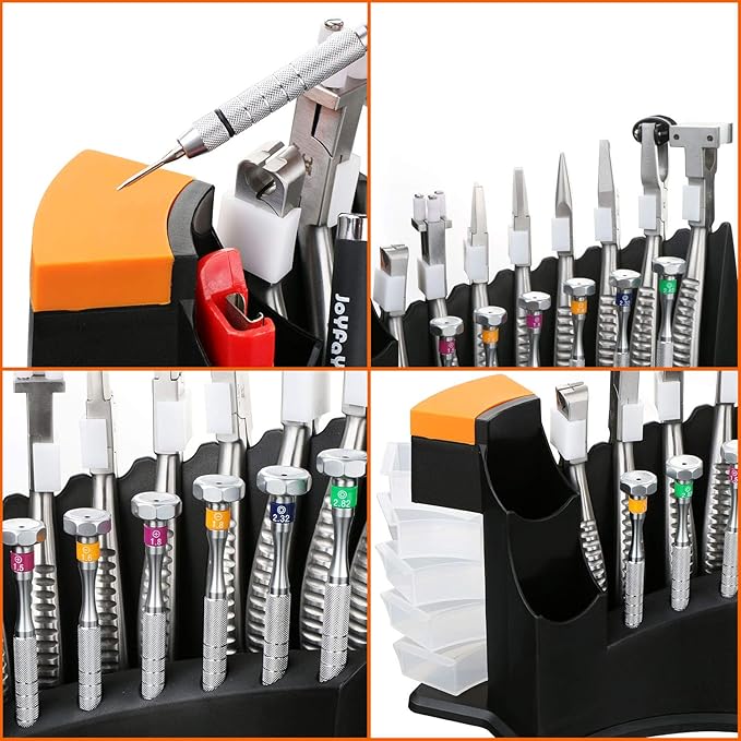 Eyeglass Repair Tools 14 pcs Set 8 Spectacles Pliers 6 Screwdriver with Plastic Holder