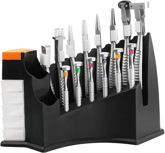 Eyeglass Repair Tools 14 pcs Set 8 Spectacles Pliers 6 Screwdriver with Plastic Holder