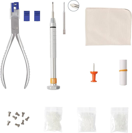 UCanSee Rimless Glasses Repair Kit – Includes Plier, 2 Pairs of Rubber Jaws, and 3 Sizes of Mounting Sleeves (1.4/1.5/1.6)