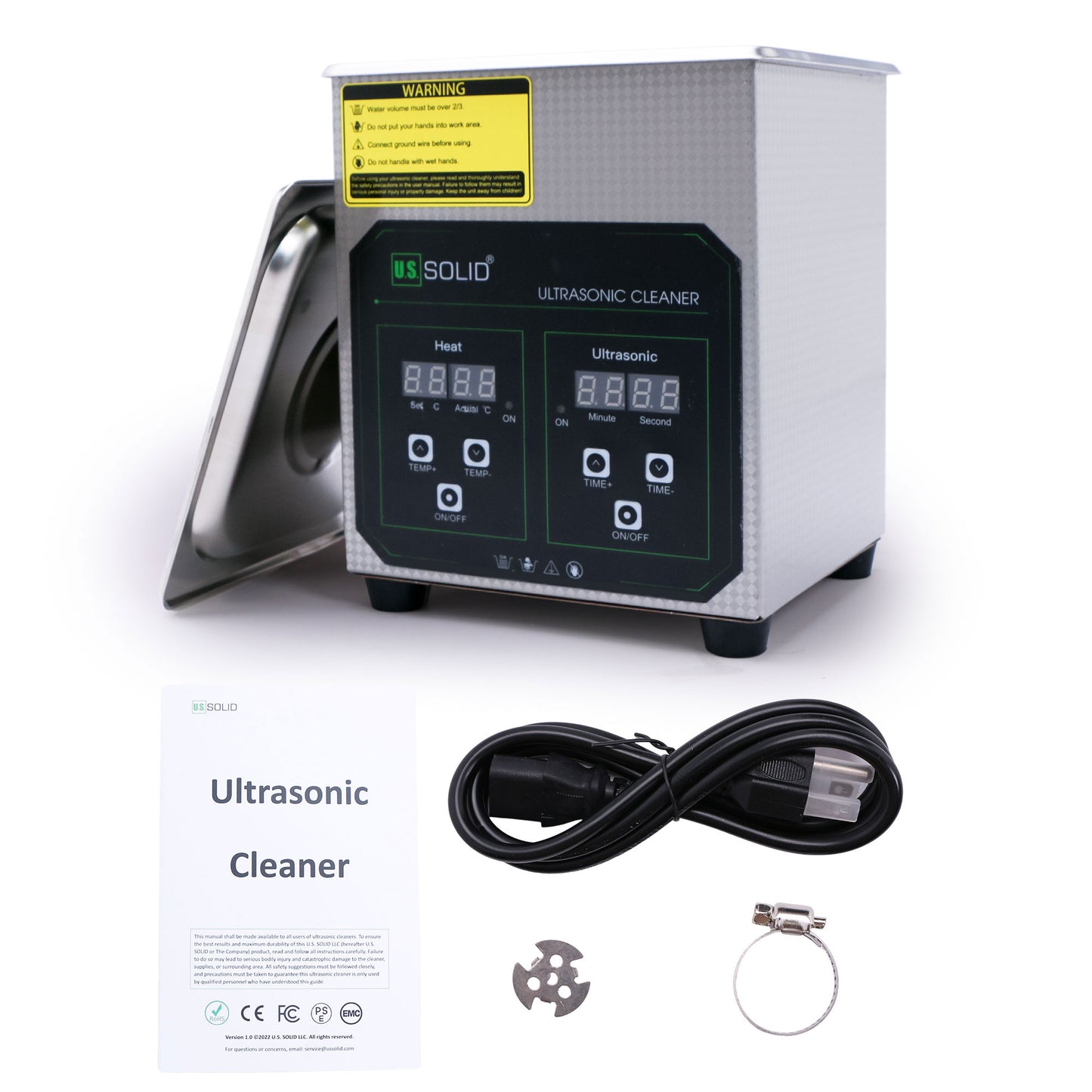 Limpiador ultrasónico de acero inoxidable sólido de 2 l y 40 kHz de EE. UU.