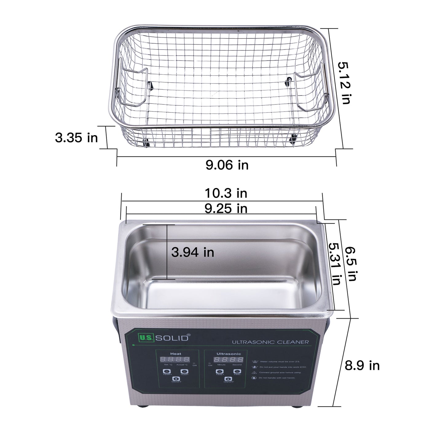 3L U.S. Solid 40 KHz Stainless Steel Ultrasonic Cleaner
