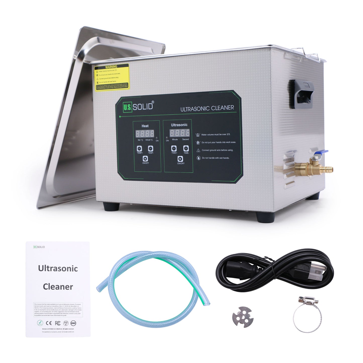 Limpiador ultrasónico de acero inoxidable sólido de 40 kHz de 15 l de EE. UU.