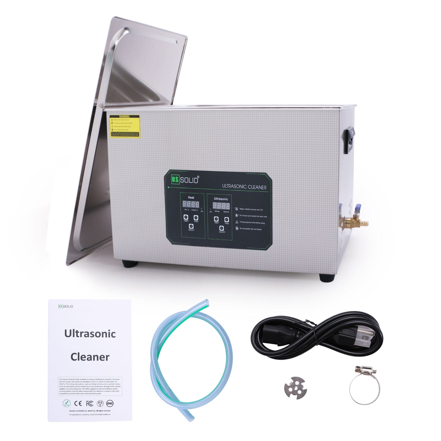 Limpiador ultrasónico de acero inoxidable sólido de 40 kHz de 30 l de EE. UU.