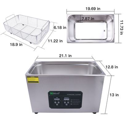 Limpiador ultrasónico de acero inoxidable sólido de 40 kHz de 30 l de EE. UU.
