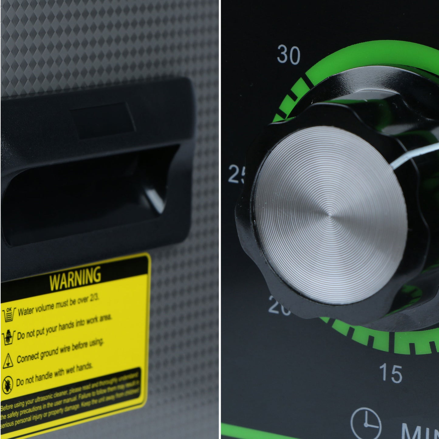 Limpiador ultrasónico de acero inoxidable sólido de 2 l y 40 kHz con control giratorio