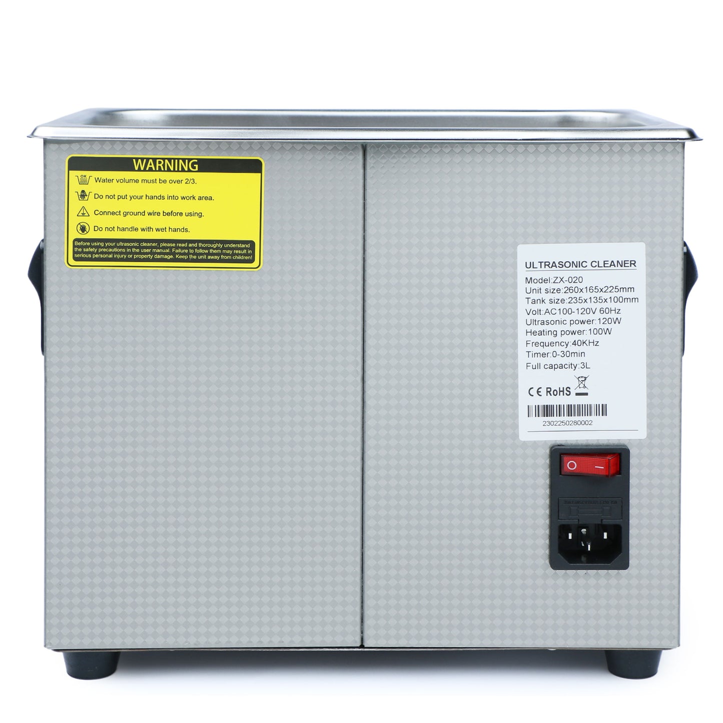 3L U.S. Solid 40 KHz Stainless Steel Ultrasonic Cleaner with Rotary Control