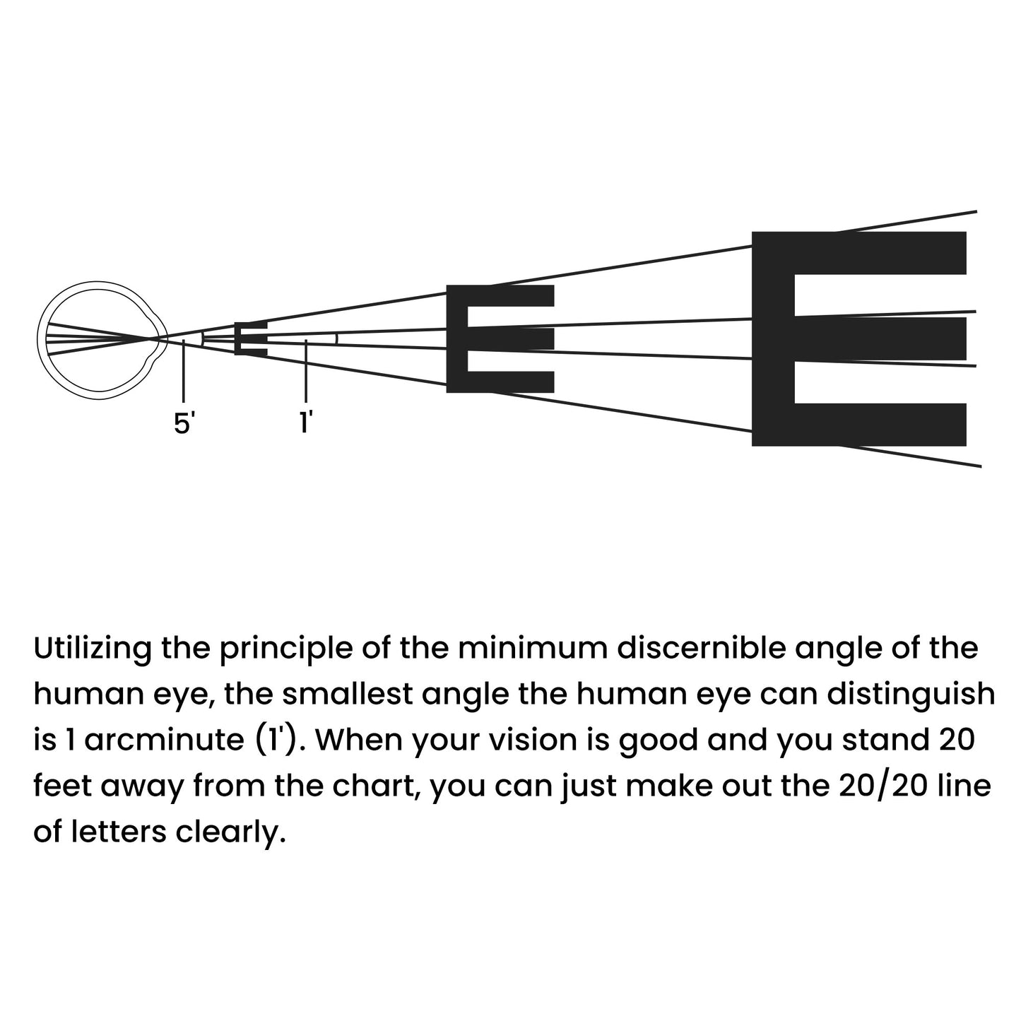 UCanSee E Eye Chart Visual Acuity Chart for Eye Exams 20 Feet (22x11 Inches)