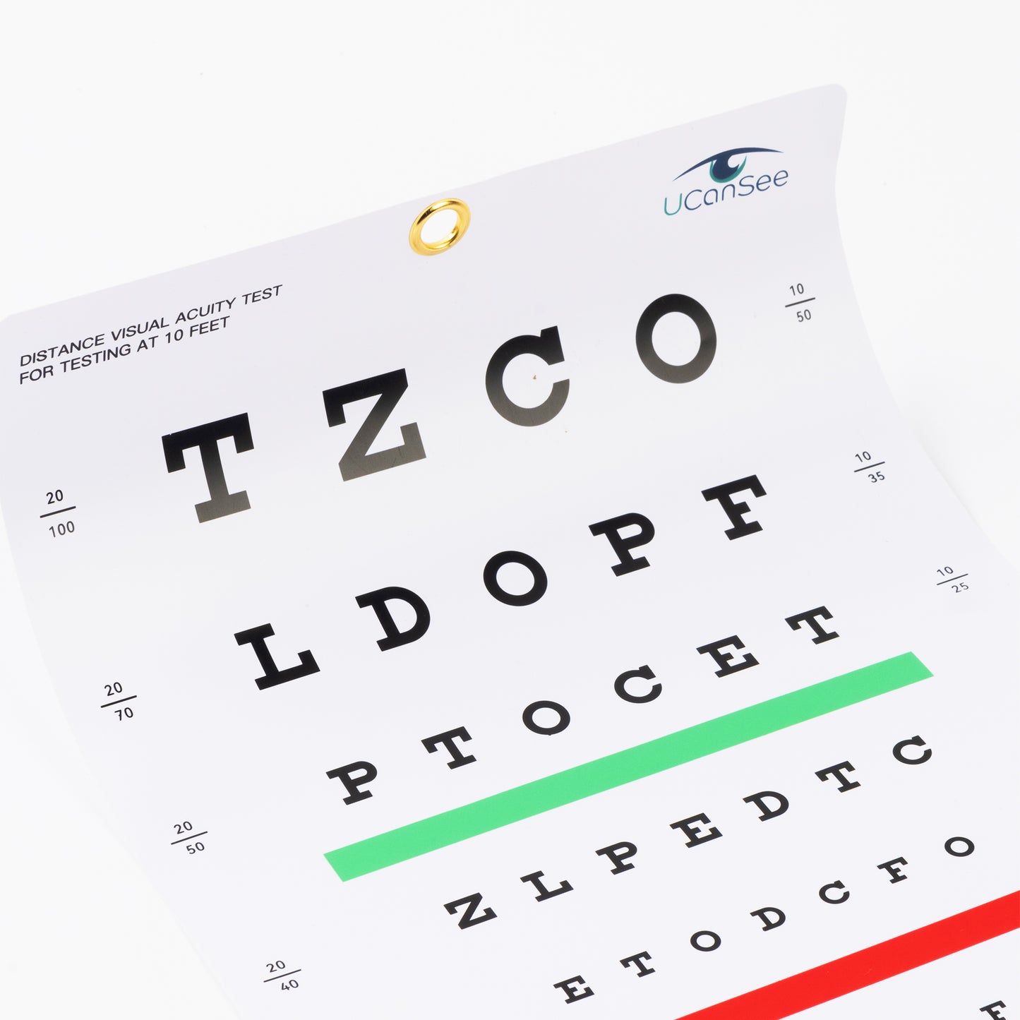Tabla de agudeza visual de Snellen UCanSee para exámenes de la vista (10 pies, 9 x 14 pulgadas)
