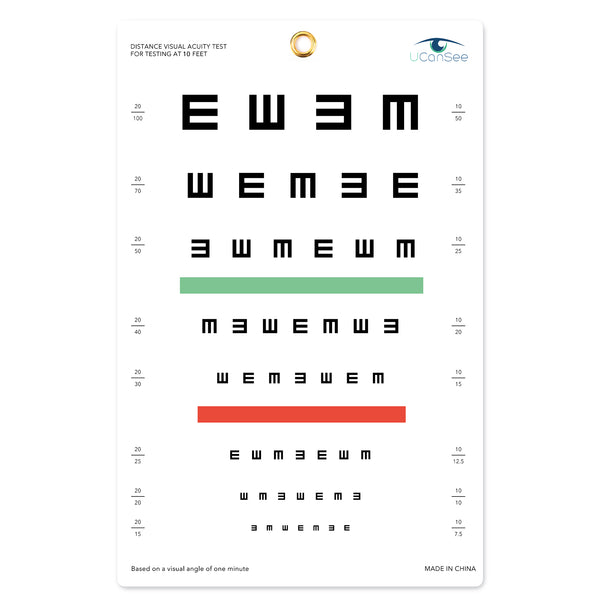 UCanSee E Eye Chart Visual Acuity Chart for Eye Exams 10 Feet (9x14 Inches)