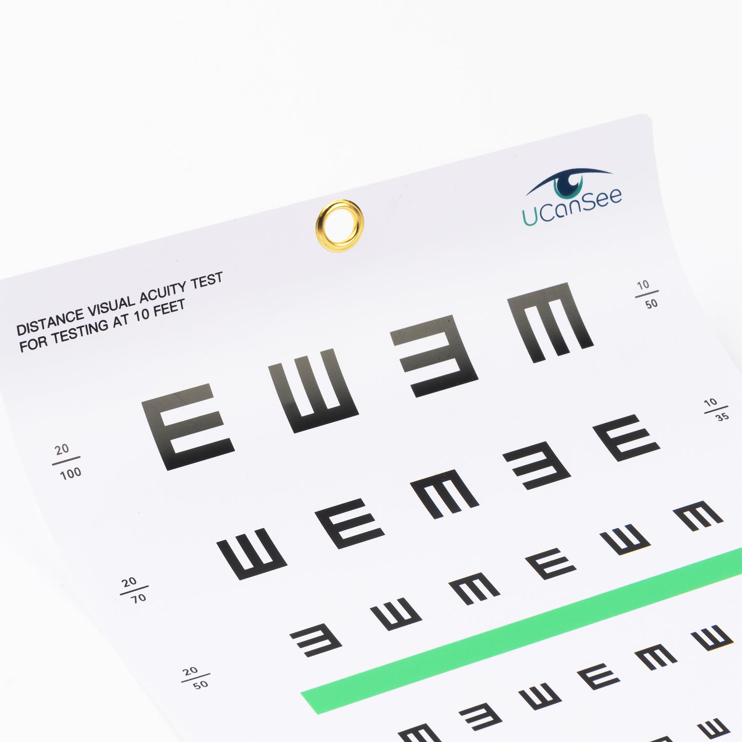 Tabla de agudeza visual UCanSee E para exámenes de la vista, 10 pies (9 x 14 pulgadas)