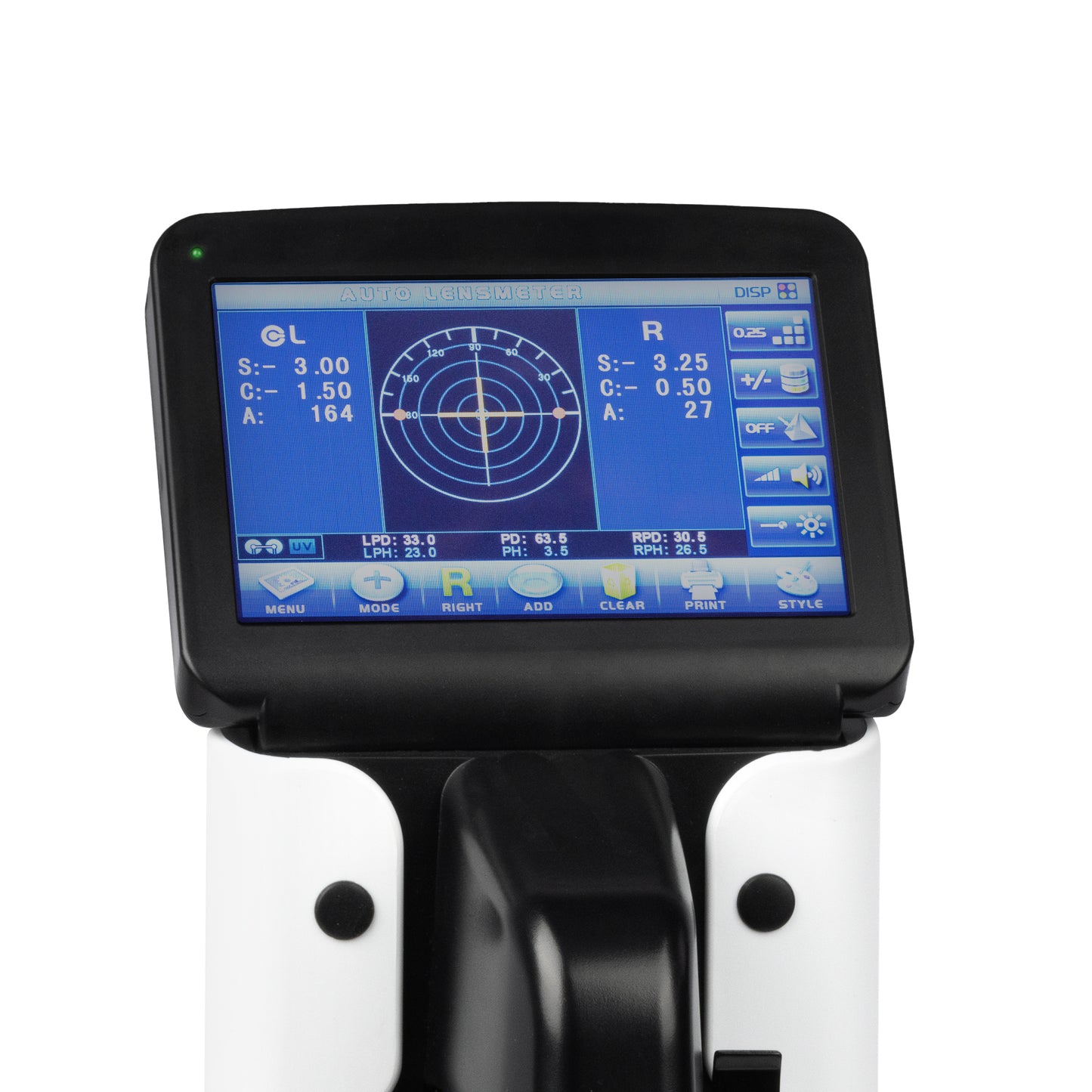 Lensómetro automático con impresora - Pantalla táctil de 7'' - PD, PH, UV - Puerto serie RS232 - Certificación FDA