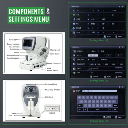 Auto Refractor Autorefractor Refractometer Keratometry 7" TFT LCD Screen CE FDA Certification