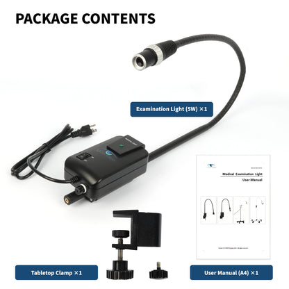 Medical Examination Light, 5W LED Procedure Lamp with Flexible Arm & Adjustable Spot Size – For Clinics and Industrial Use