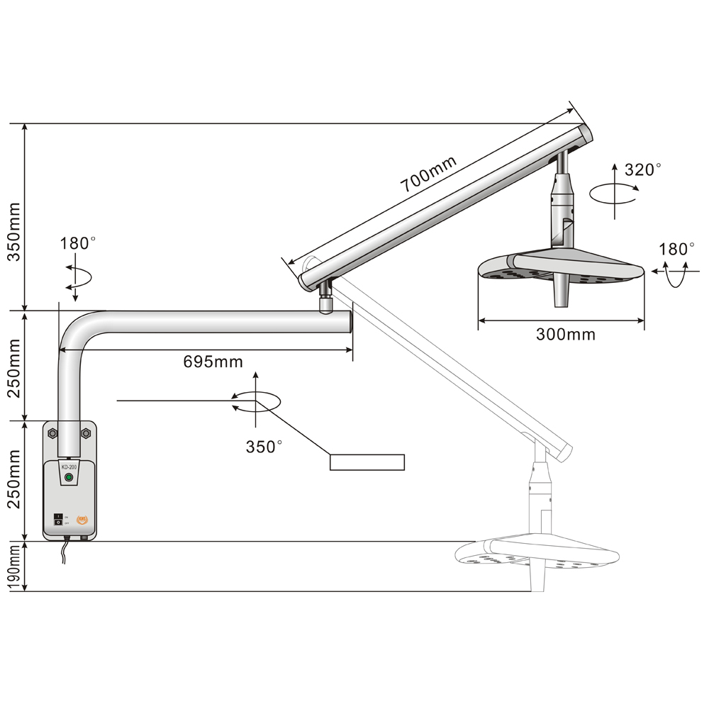 UCanSee 70 W LED Medical Exam Lamp Wall Light Hanging Shadowless Lamp