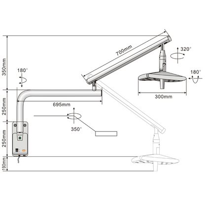 UCanSee 70 W LED Medical Exam Lamp Wall Light Hanging Shadowless Lamp