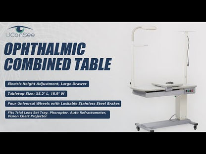 Ophthalmic Combination Table Optometrist Motorized Lift Work Table(35.2" x 18.9")